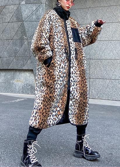 Loose Square Collar zippered fine fall coats women Leopard coats AT-TCT201105