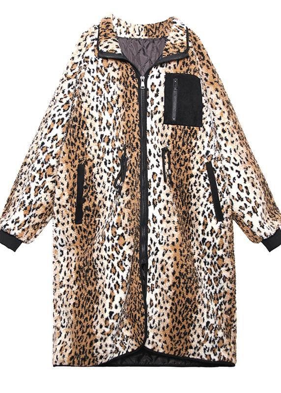 Loose Square Collar zippered fine fall coats women Leopard coats AT-TCT201105