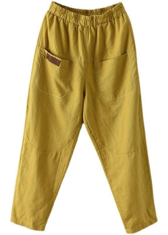 Loose Yellow Loose Casual Summer Pockets Pants GK-LPTS210708-210819