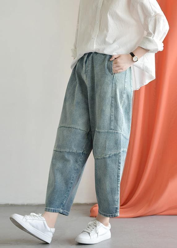 Loose casual old worn white irregular stitching wild wide leg jeans autumn new LPTS190827