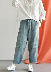 Loose casual old worn white irregular stitching wild wide leg jeans autumn new LPTS190827