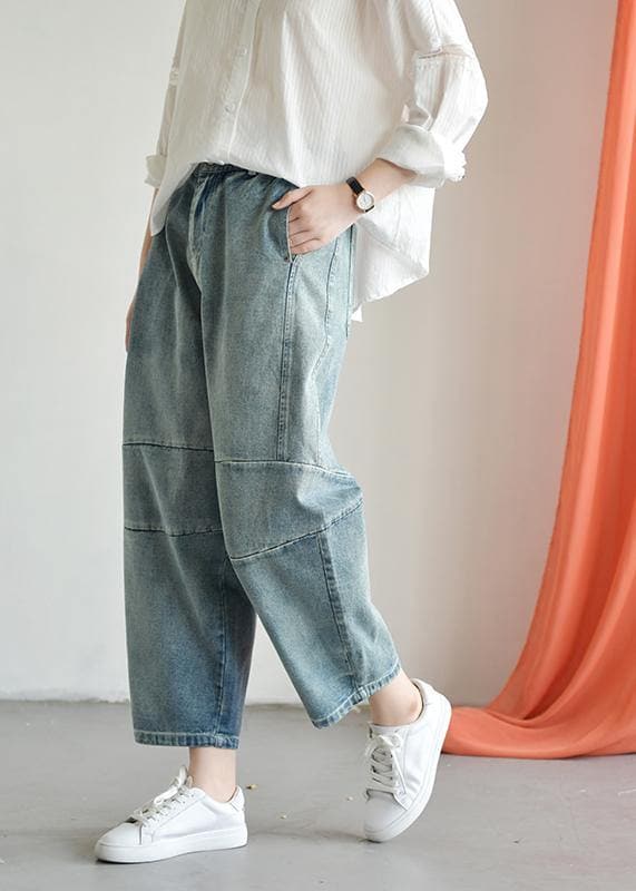 Loose casual old worn white irregular stitching wild wide leg jeans autumn new LPTS190827