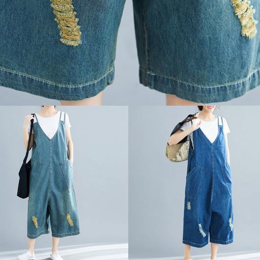 Loose denim blue cotton Tunics Korea loose jumpsuit pants dylinoshop