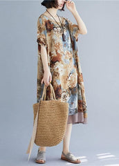 Loose floral clothes o neck short sleeve loose Dress SDL200425