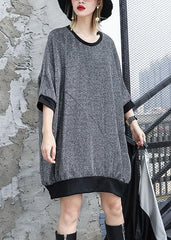 Loose gray cotton Blouse bracelet sleeved tunic summer top AT-HTP190411