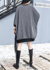 Loose gray cotton Blouse bracelet sleeved tunic summer top AT-HTP190411