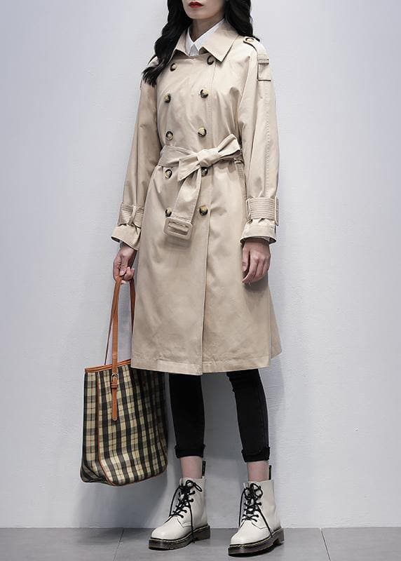 Loose khaki Plus Size trench coat Work Notched tie waist women coats TCT201207