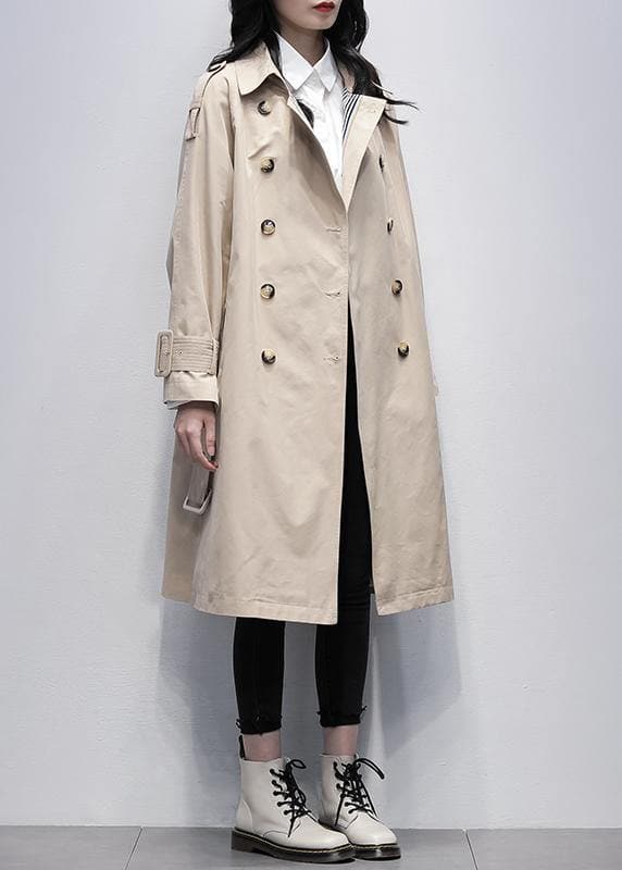 Loose khaki Plus Size trench coat Work Notched tie waist women coats TCT201207