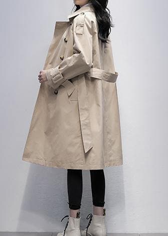 Loose khaki Plus Size trench coat Work Notched tie waist women coats TCT201207