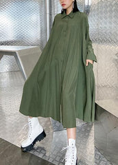 Loose lapel exra large hem clothes Runway army green Robe Dress AT-FDL200812