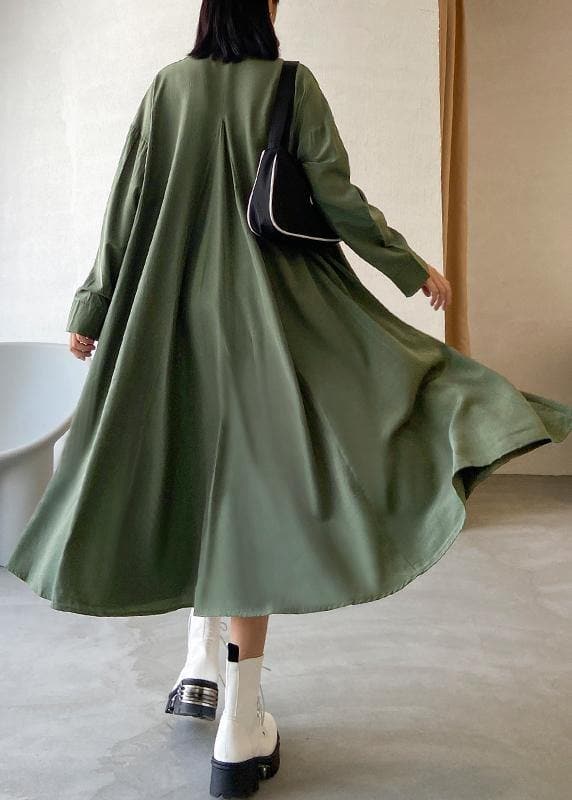 Loose lapel exra large hem clothes Runway army green Robe Dress AT-FDL200812