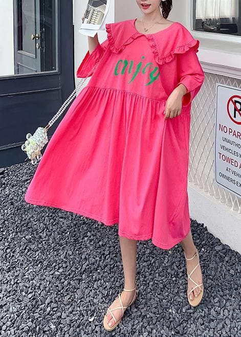 Loose rose Letter clothes For Women Ruffled Batwing Sleeve Dresses AT-SDL200707