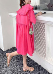 Loose rose Letter clothes For Women Ruffled Batwing Sleeve Dresses AT-SDL200707