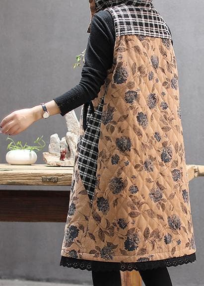 Luxury Loose Fitting Coats Yellow Print Hooded Sleeveless Coat TCT210101