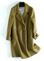 Luxury beige woolen outwear Loose fitting mid-length coats Notched jacket long sleeve TCT190821