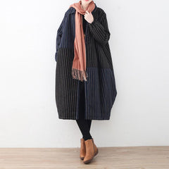 Luxury blue black striped down coat oversized woolen Puffers Jackets Fine patchwork winter outwear AM-DJK171124