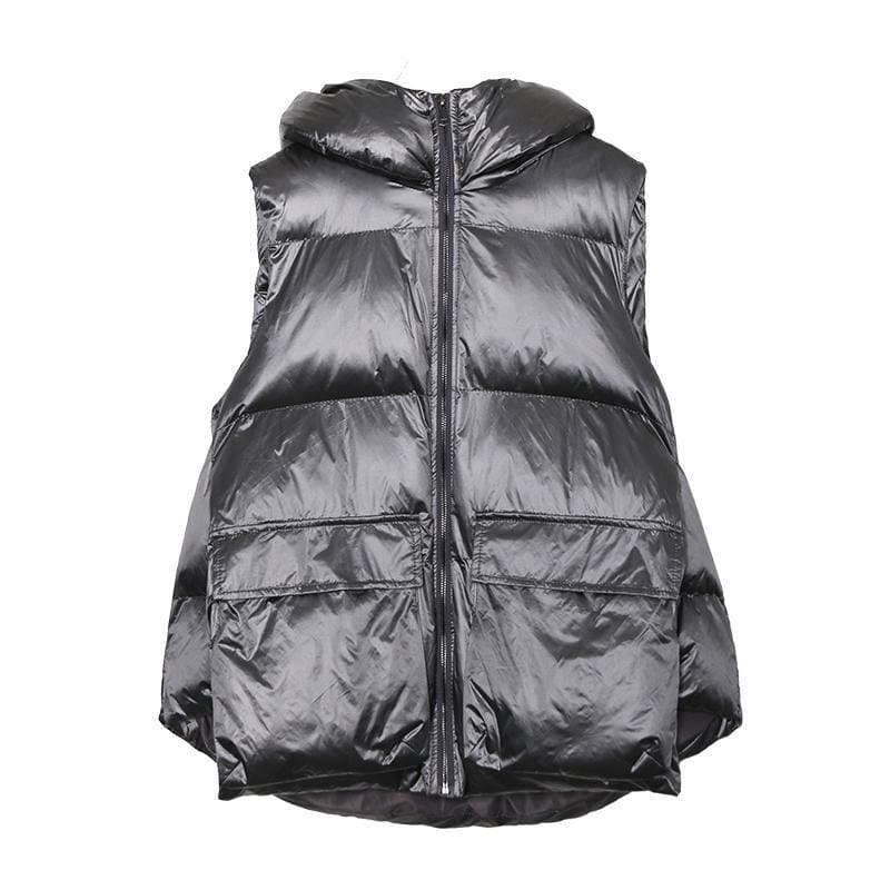 Luxury casual Jackets & Coats sleeveless winter coats silver thick winter women parka AT-DJK191101