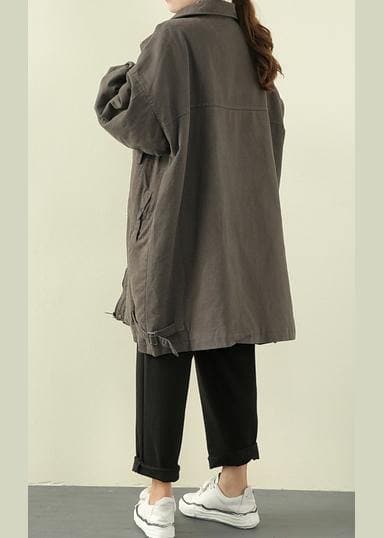 Luxury gray green casual outfit trendy plus size winter jacket lapel zippered overcoat TCT201218