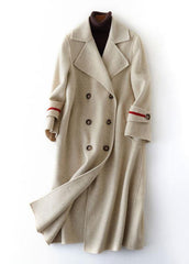 Luxury nude Woolen Coats oversize long winter coat double breast Notched TCT190821