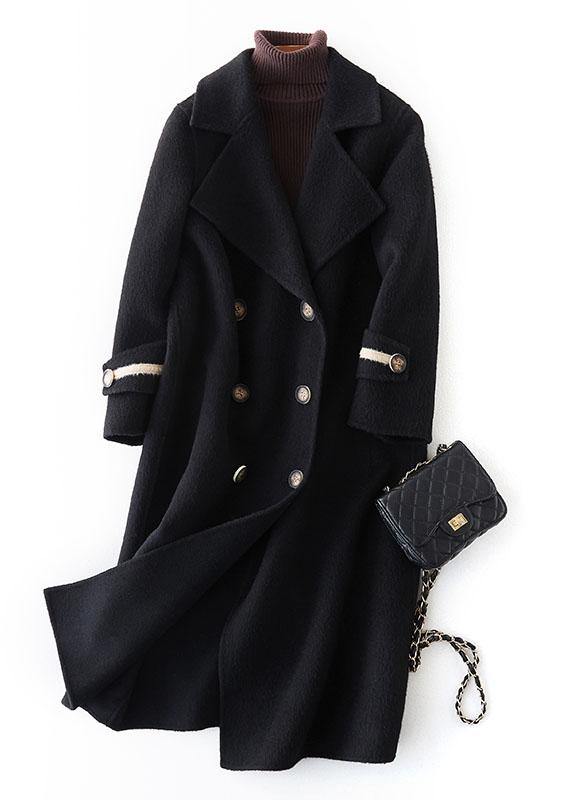 Luxury nude Woolen Coats oversize long winter coat double breast Notched TCT190821