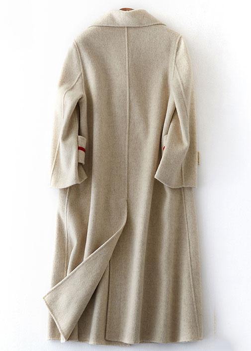 Luxury nude Woolen Coats oversize long winter coat double breast Notched TCT190821