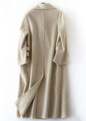 Luxury nude Woolen Coats oversize long winter coat double breast Notched TCT190821