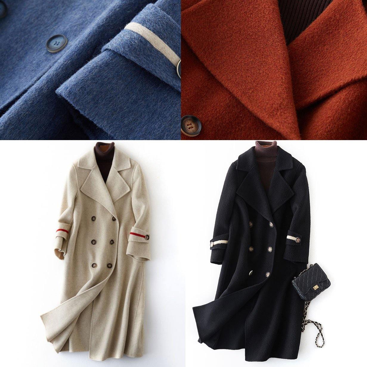 Luxury nude Woolen Coats oversize long winter coat double breast Notched TCT190821