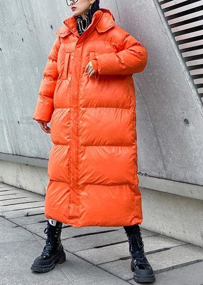 Luxury orange outwear oversized down jacket hooded zippered overcoat AT-DJK201217