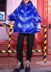 Luxury oversized winter jacket overcoat blue print hooded zippered winter parkas AT-DJK191113