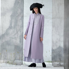 Luxury purple Woolen Coats trendy plus size side open long winter coat embroidery outwear TCT181116