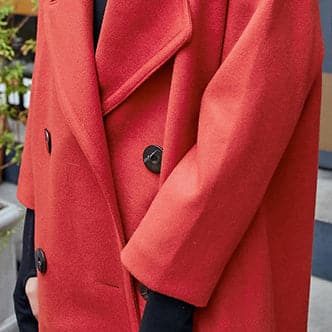 Luxury red Wool Coat casual Notched maxi coat women double breasted wool jackets TCT181016