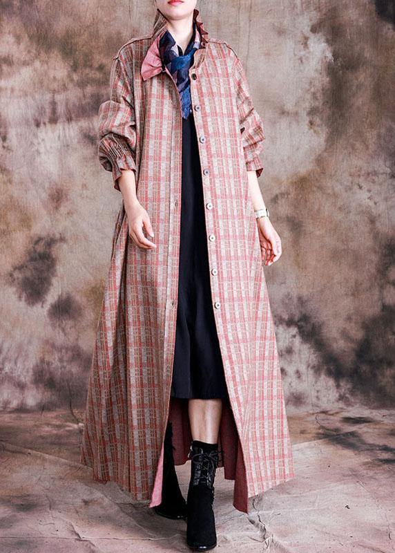 Luxury red plaid woolen coats trendy plus size trench coat fall Cinched coat TCT190910