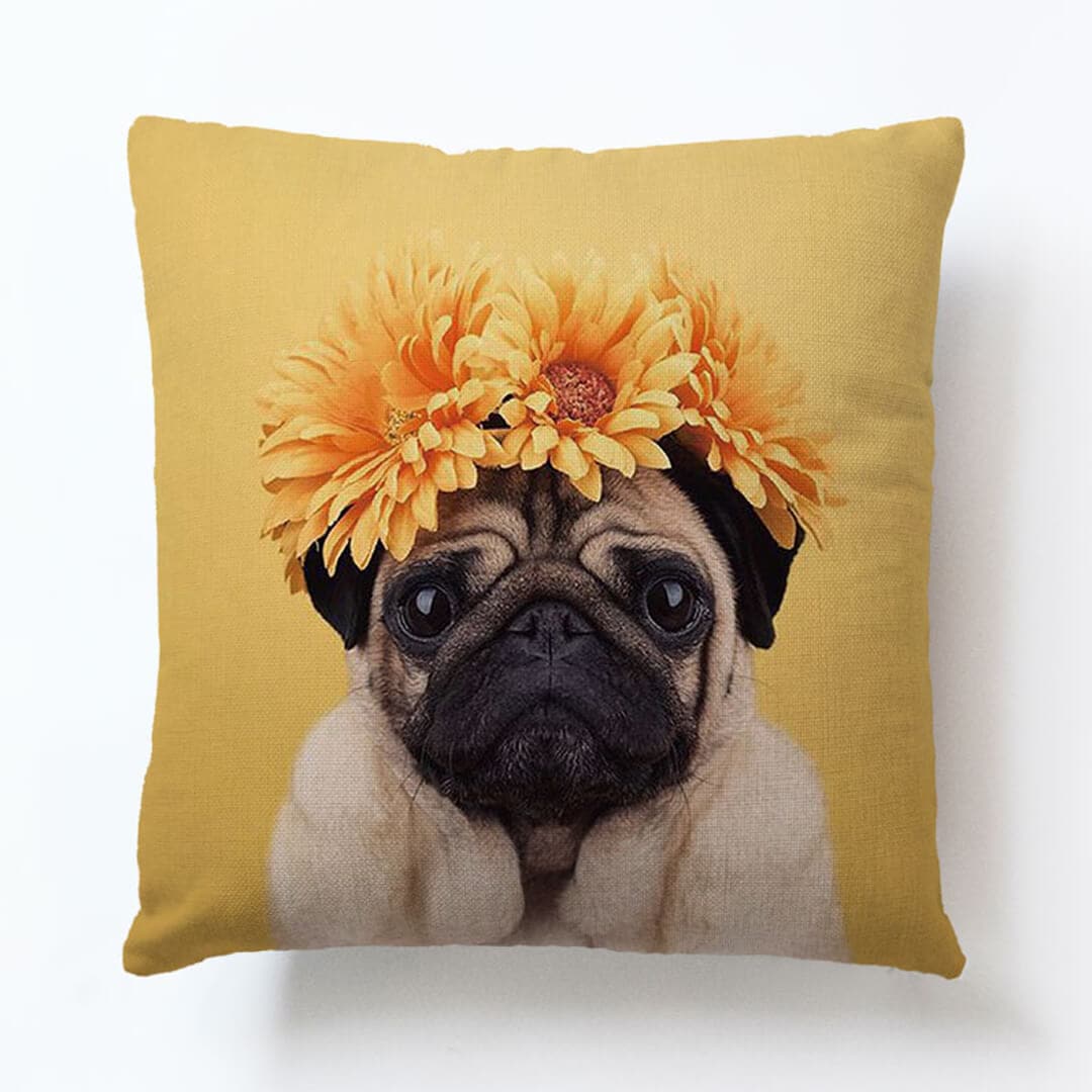 Cute Pug Art Pillow Cover dylinoshop