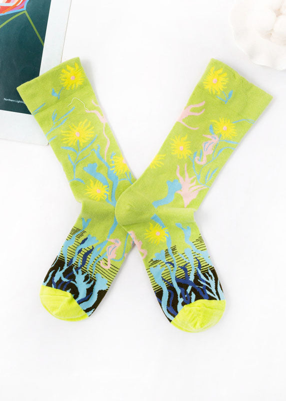 Modern Cartoon printing Jacquard Cotton Mid Calf Socks dylinoshop