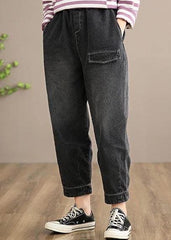 Modern Denim Black Jeans Stylish Spring Elastic Waist Photography Wild Trousers LPTS210203