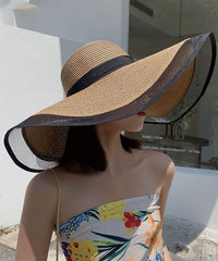 Modern Khaki Floppy Sun Hat Patchwork Organza dylinoshop