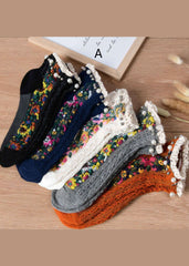 Modern Nail bead Ruffles Floral Cotton Ankle Socks dylinoshop