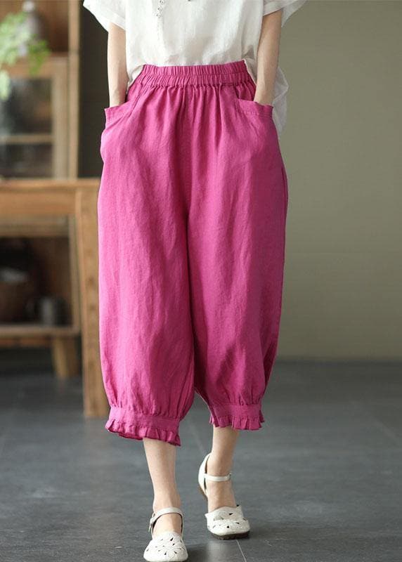 Modern Yellow Loose Ruffled Summer Casual Linen Pants GK-LPTS210810