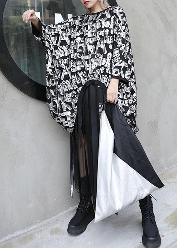 Modern black prints cotton clothes For Women asymmetric box fall blouse AT-LTP190903