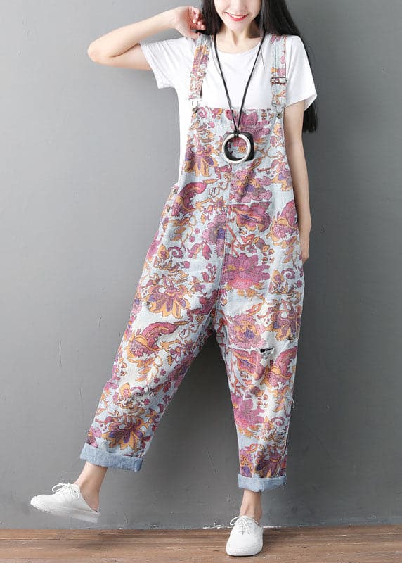 Modern pockets Print ripped denim Jumpsuit Spring YSBS-JPTS220121