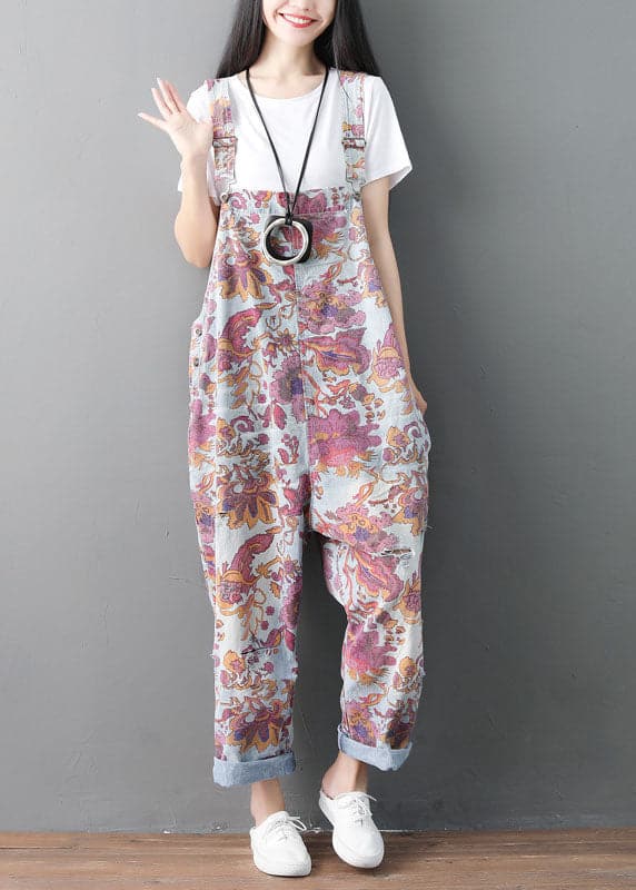 Modern pockets Print ripped denim Jumpsuit Spring YSBS-JPTS220121