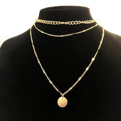 Multi-layer Necklaces Charm Jewelry SS1233 Golden Chain Rounded Pendent Touchy Style