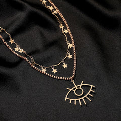 Multilayer Necklaces Charm Jewelry Bohemian Big Eye Fashion SMT259 Touchy Style