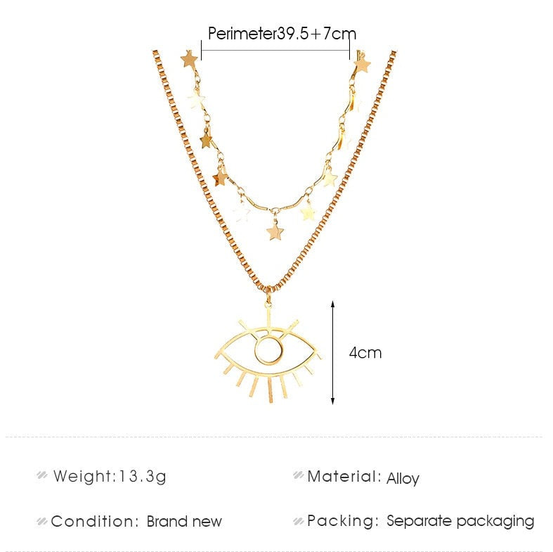 Multilayer Necklaces Charm Jewelry Bohemian Big Eye Fashion SMT259 Touchy Style