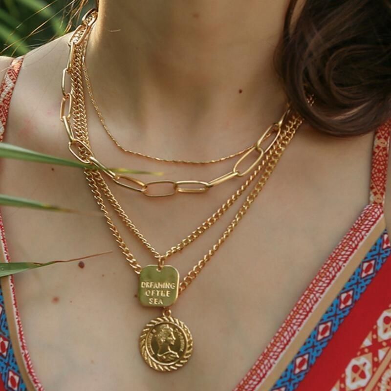 Multilayer Necklaces Charm Jewelry Geometric Bohemian Carving HCJCL0123 Touchy Style