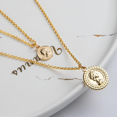 Multilayer Necklaces Charm Jewelry Heart Stars Round Coin Portrait Dollar N010980B Touchy Style