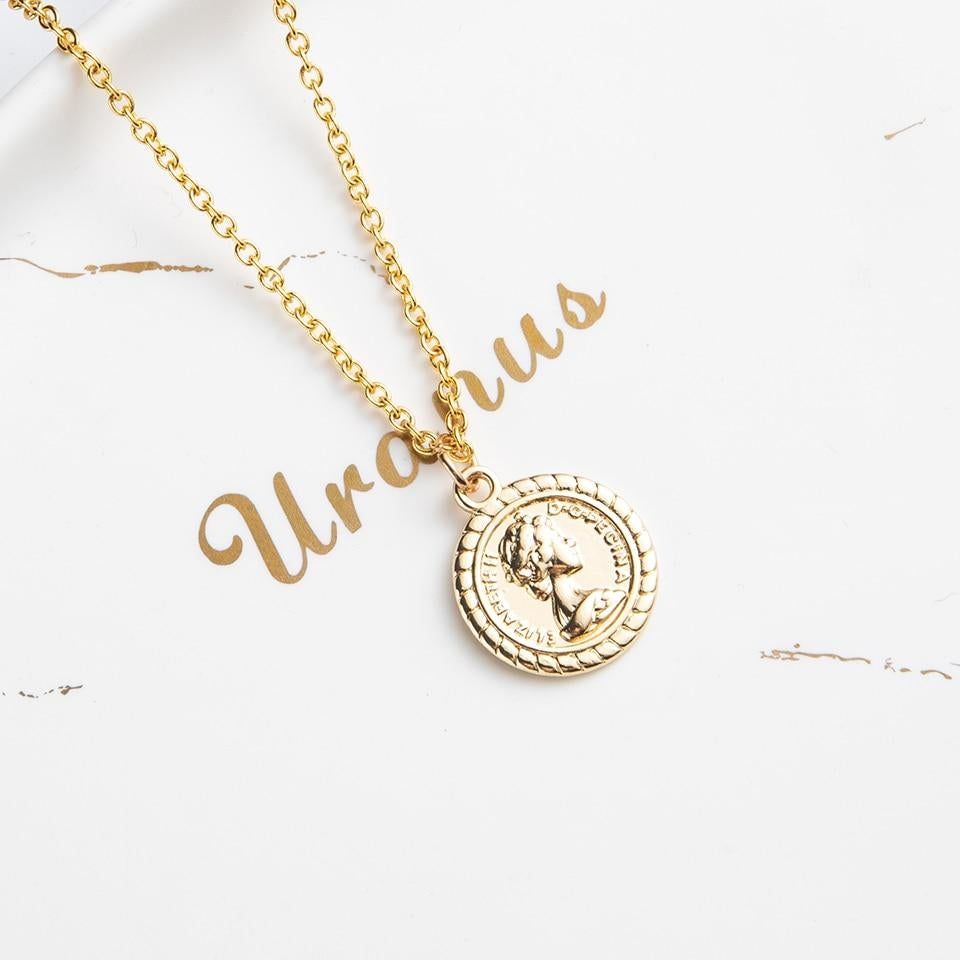 Multilayer Necklaces Charm Jewelry Heart Stars Round Coin Portrait Dollar N010980B Touchy Style