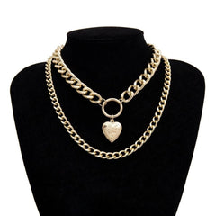 Multilayer Necklaces Charm Jewelry Punk Metal Heart Touchy Style