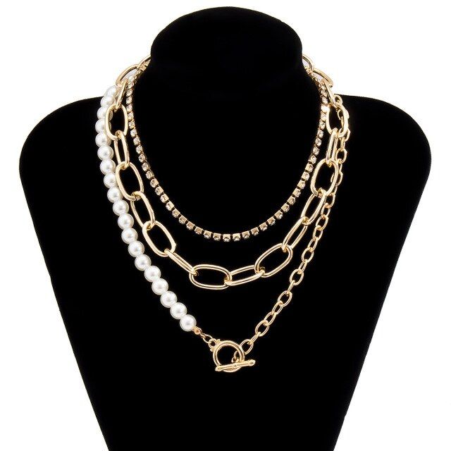 Multilayer Necklaces Charm Jewelry Simulated Pearls KOS0409 Touchy Style