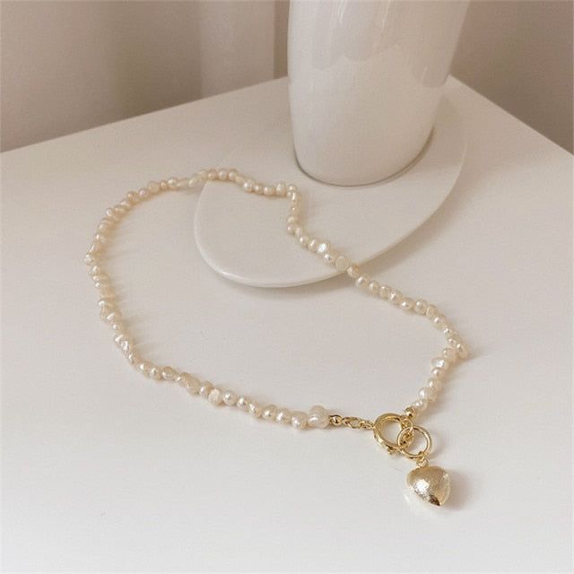 Natural Baroque Freshwater Pearl Heart-shaped Bracelet Necklaces Charm Jewelry Set YS1255 Touchy Style